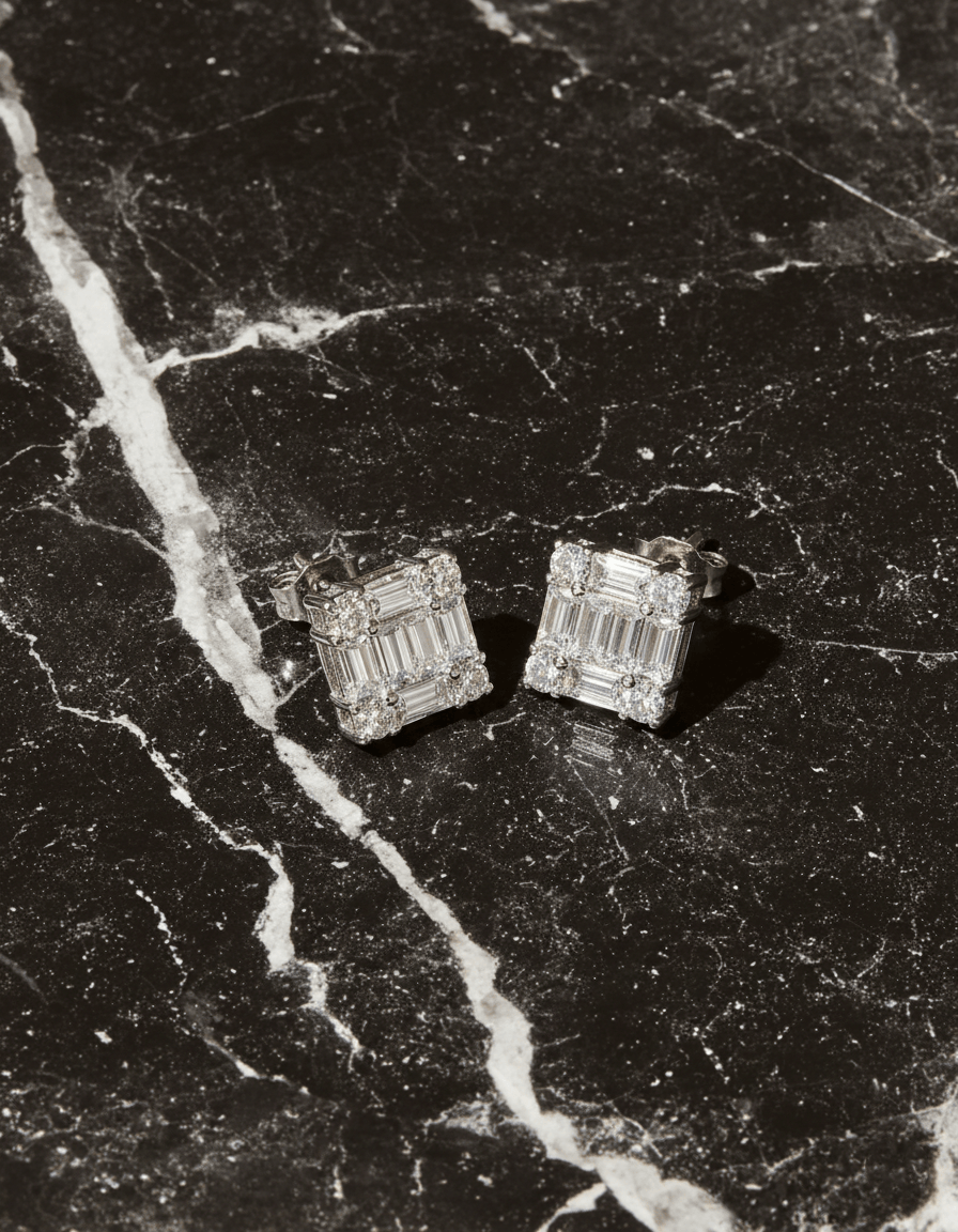 Baguette Cluster Stud Earrings