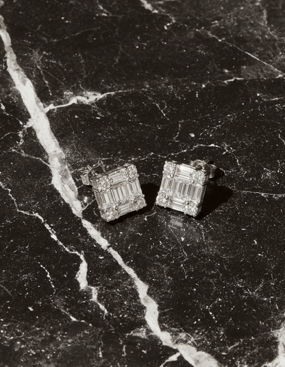 Baguette Cluster Stud Earrings