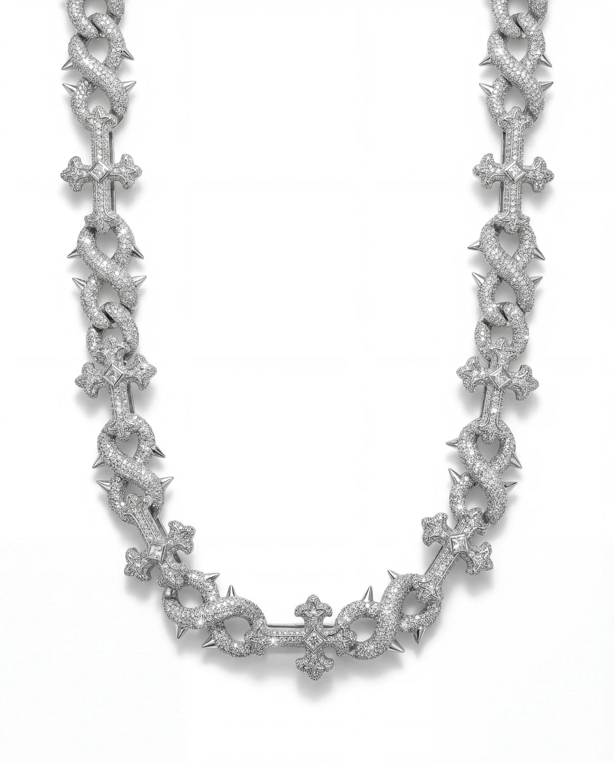 Nocta Vince 18MM Thorned Chrome Chain - Silver detail view