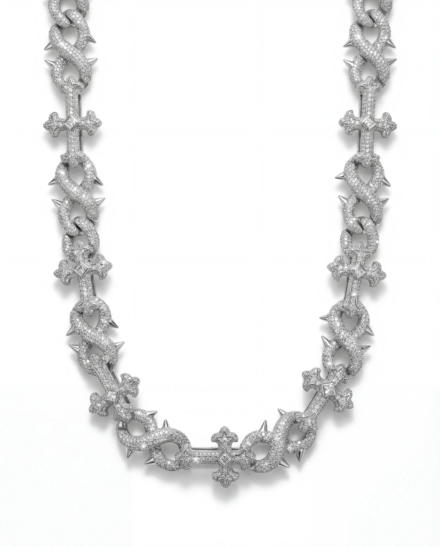 Nocta Vince 18MM Thorned Chrome Chain - Silver detail view
