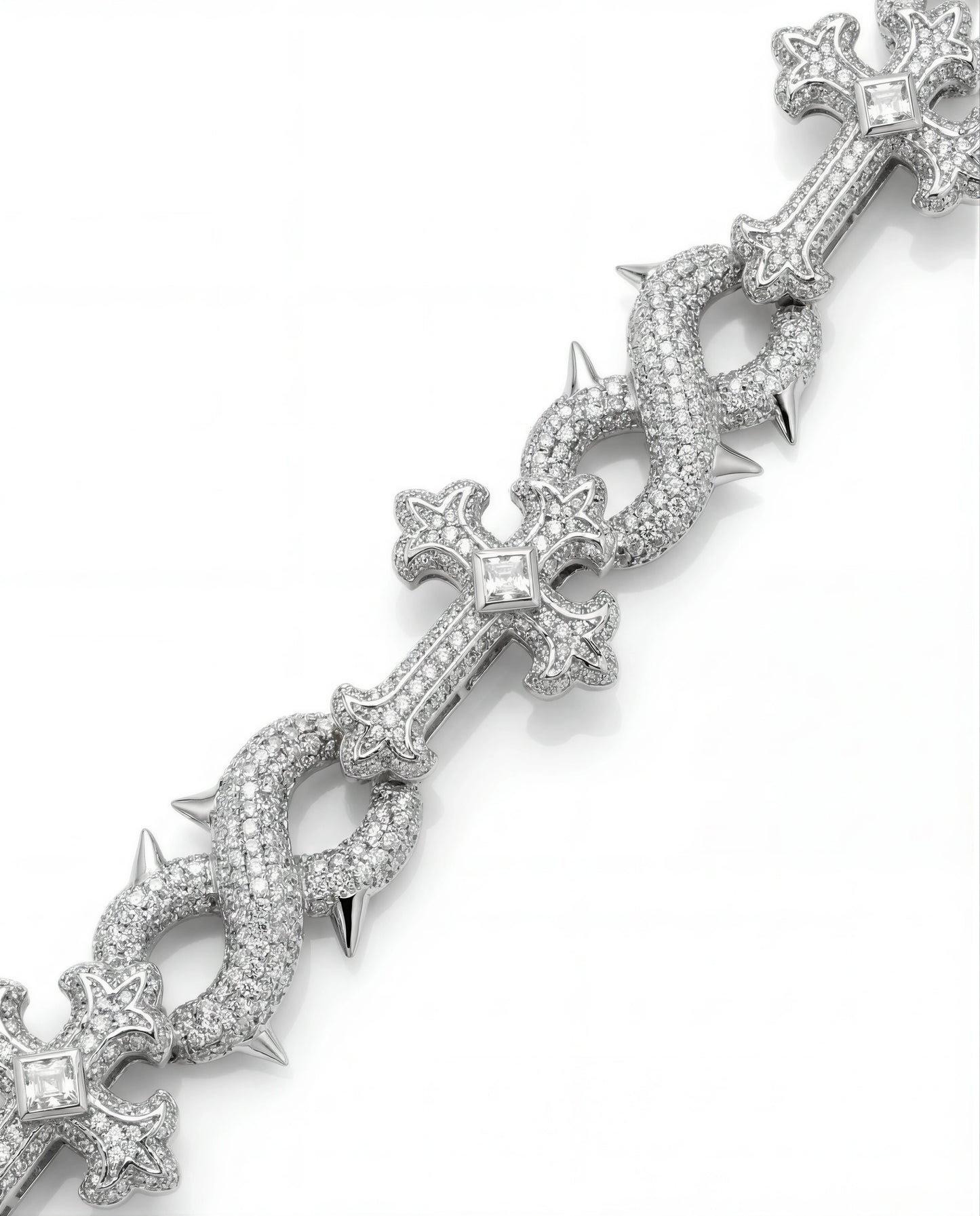 Nocta Vince 18MM Thorned Chrome Chain - Silver detail view