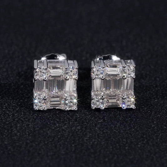 Baguette Cluster Stud Earrings