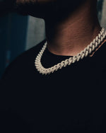 15MM Double Row Micro Pave Cuban Chain - Silver