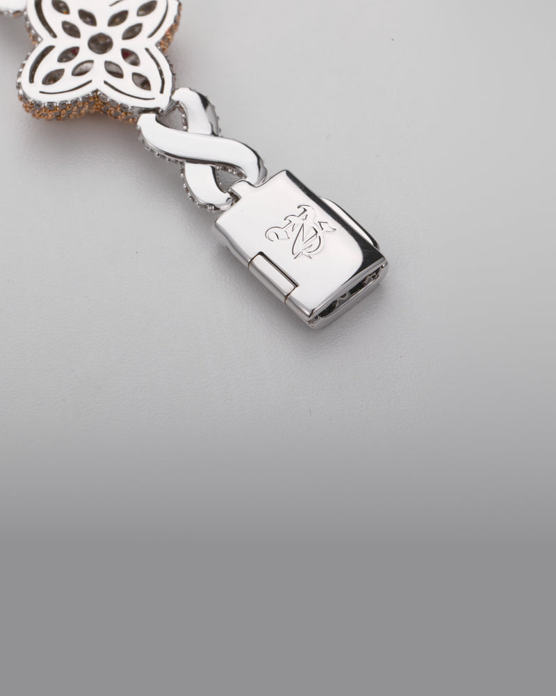 The Ruby 20MM Quatrefoil bracelet, clasp turned to show the monogram engraved inside